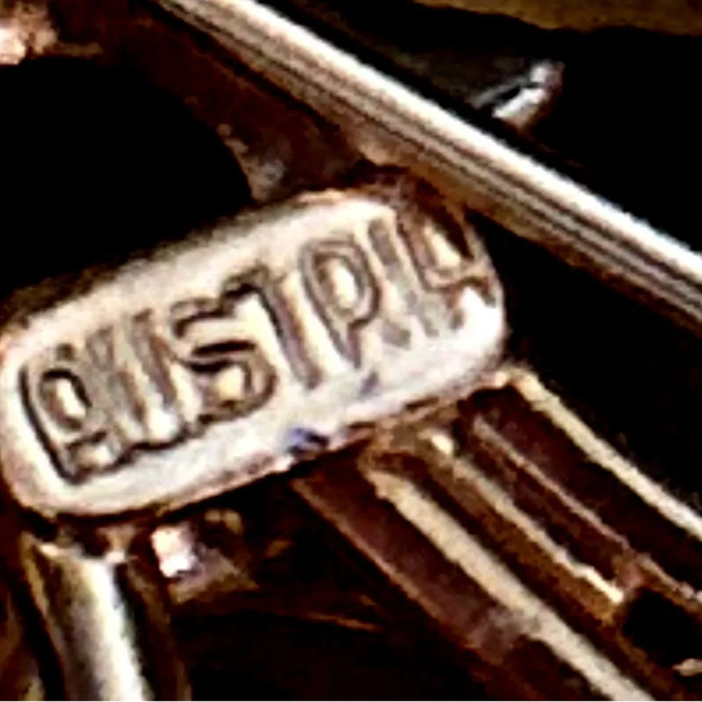 Vintage Austria Signed of Glass Rhinestone beautiful Gold Metal Brooch,Earrings - Picture 13 of 15